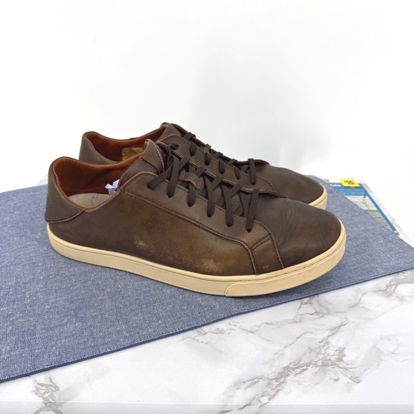 OluKai Other - OluKai Kahu Pahaha Leather Brown Lace Up Casual‎ Sneakers Men US 11 Boat Shoes